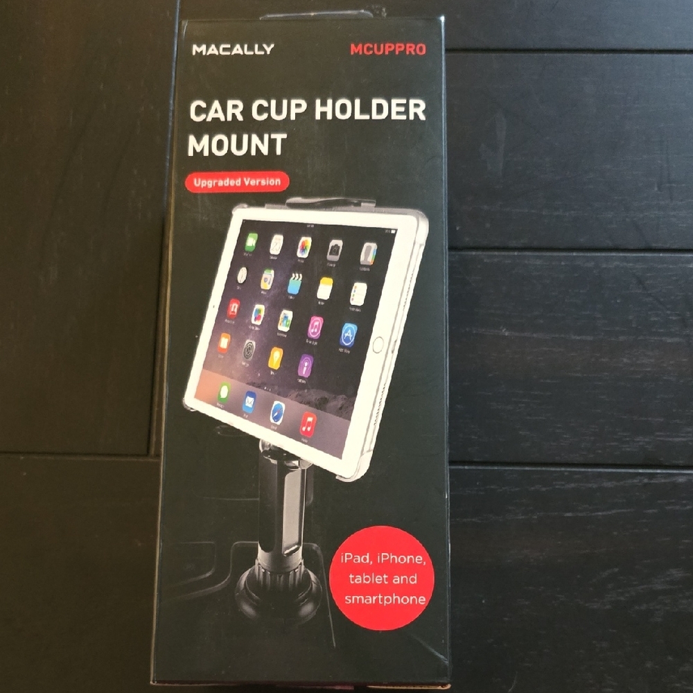 Black Car Cup Holder Mount for iPad, iPhone and Smartphones